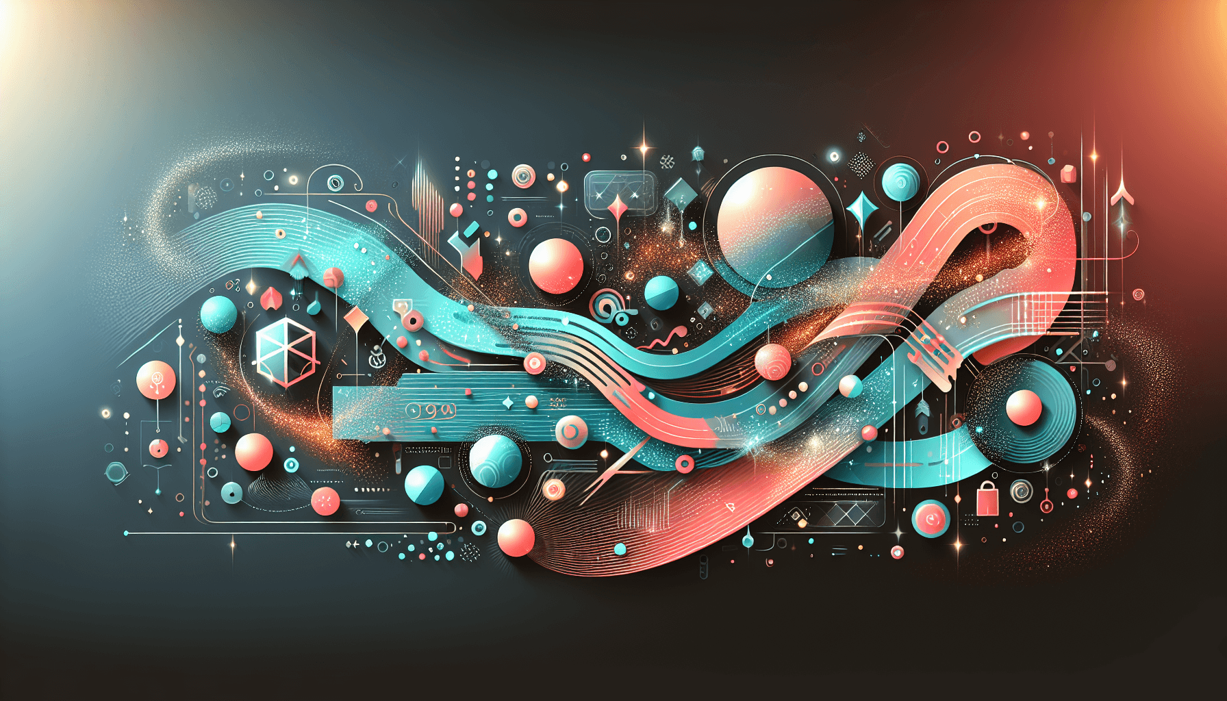 AI retail personalization — abstract illustration of glowing teal and coral data streams connecting product recommendations to shopper profiles in a futuristic digital landscape